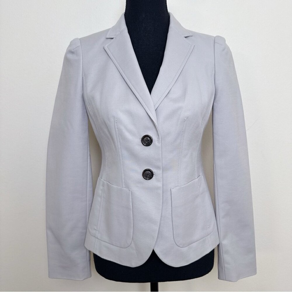 Banana Republic Womens 0 Stretch Silver Slim Tailored Preppy Blazer